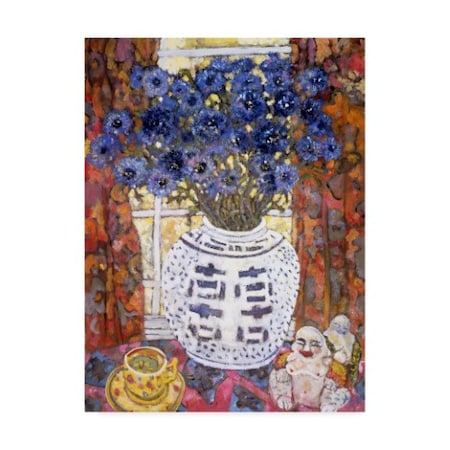 Lorraine Platt 'Blue Painting Vase' Canvas Art,18x24